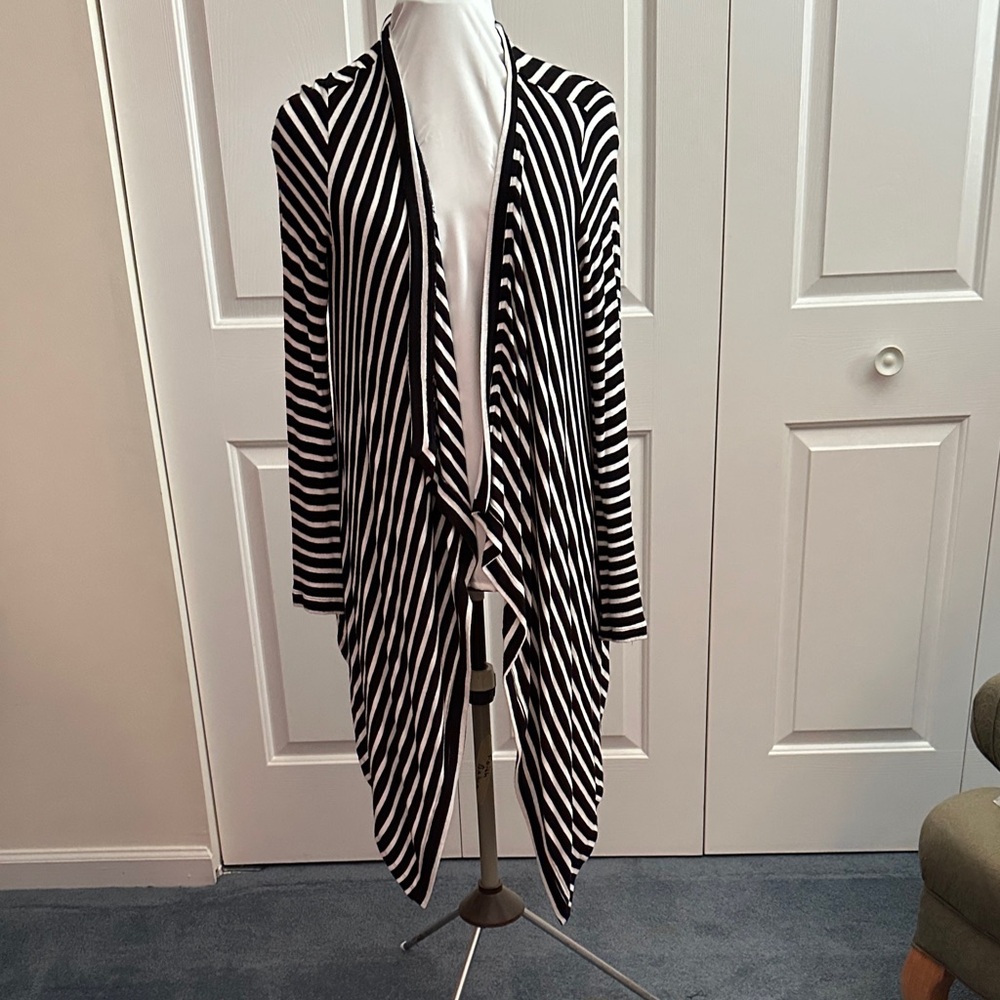 BCBGMaxAzria Monochrome Striped Open Cardigan